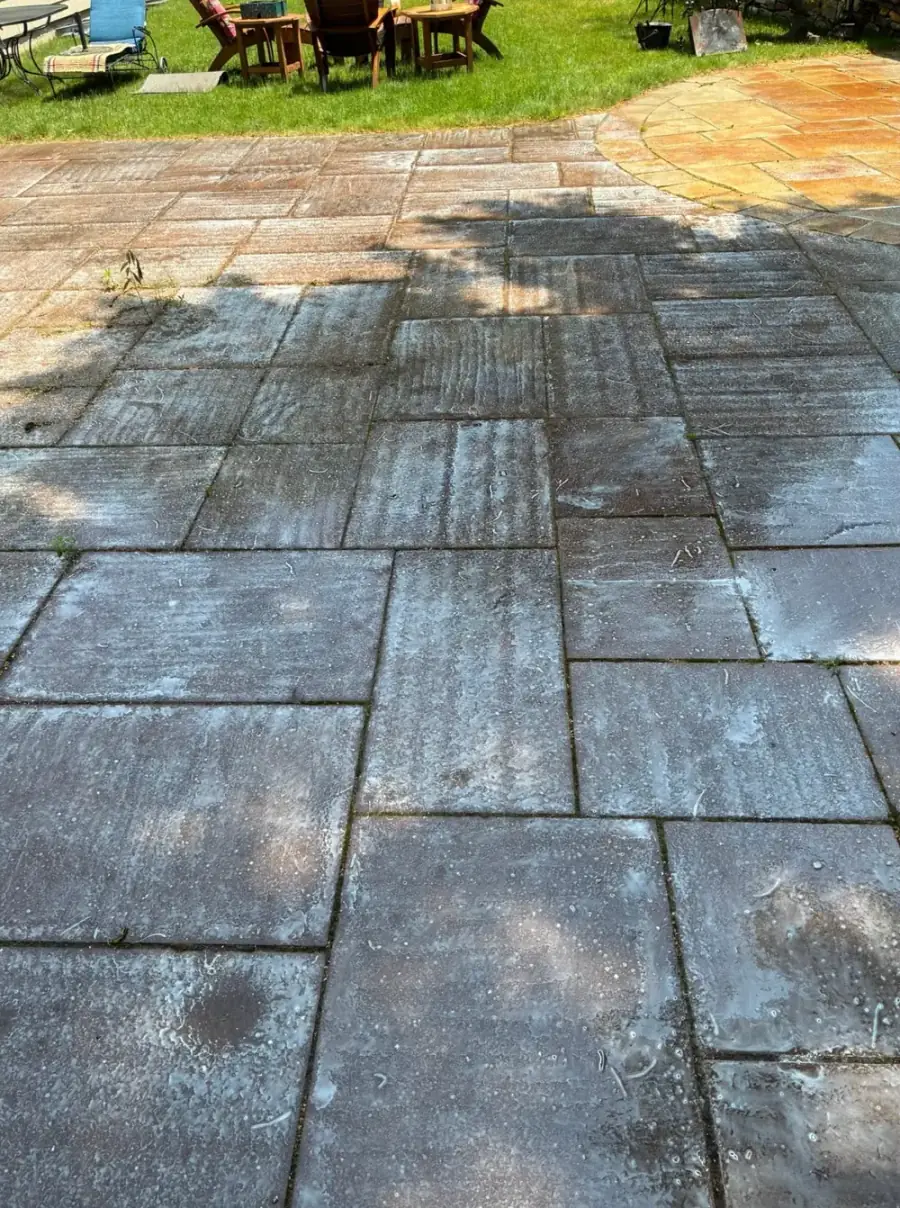 Before Bluestone Patio Cleaning in Worcester County, MA — Pro Pressure Washing