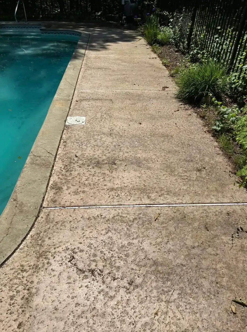 Before Concrete Pool Deck Cleaning in Worcester County, MA — Pro Pressure Washing
