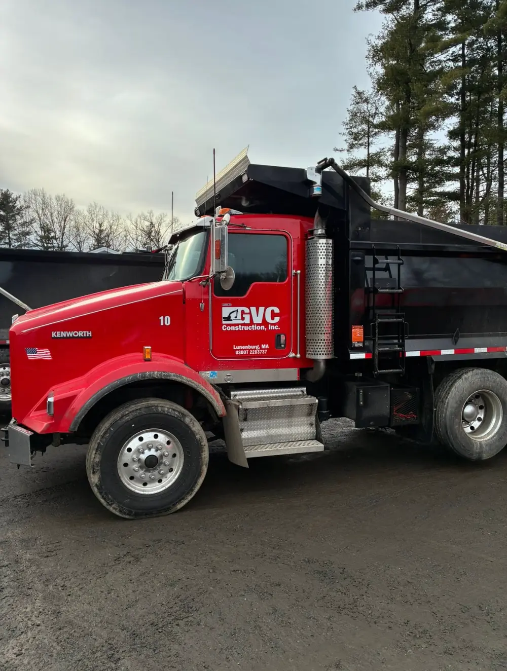 Before Fleet Washing — Kenworth Dump Truck in Worcester County, MA — Pro Pressure Washing