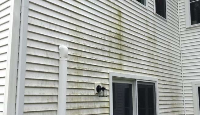 before Pressure Washing a house in Sterling MA