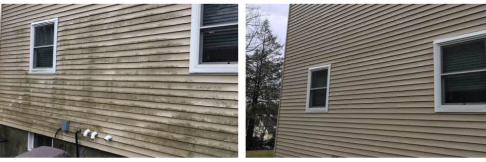 before and after house washing with pressure washing service