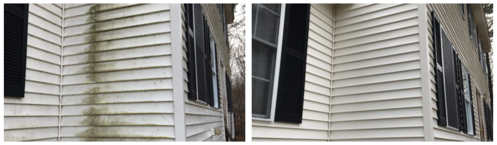 before and after photos of pressure washed vinyl siding