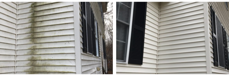 before and after photos of pressure washed vinyl siding